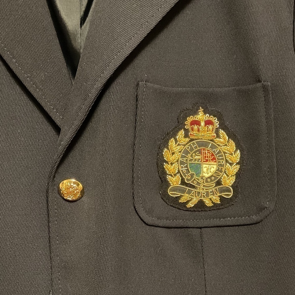 NWOT POLO RALPH LAUREN 100% WOOL DARK Blue CREST WOMAN BLAZER NEW SIZE US 16 - Picture 8 of 13